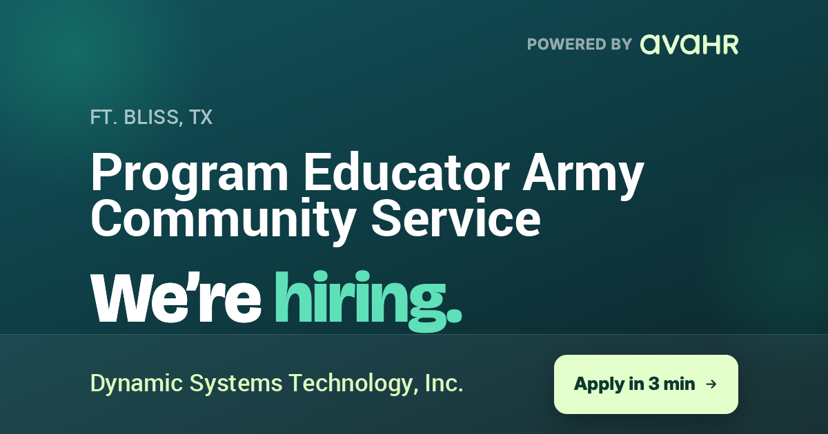 Dynamic Systems Technology, Inc. | Program Educator Army Community Service